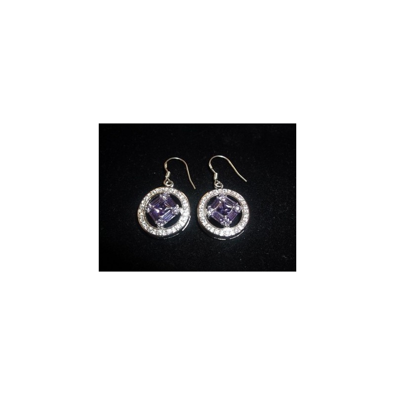 Medium Service .925 Earrings with CZ and Purple Amethyst