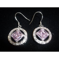 Medium Service .925 Silver Earrings with CZ and Pink Sapphires