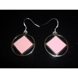 Small Solid Pink Stone .925 Silver Earrings