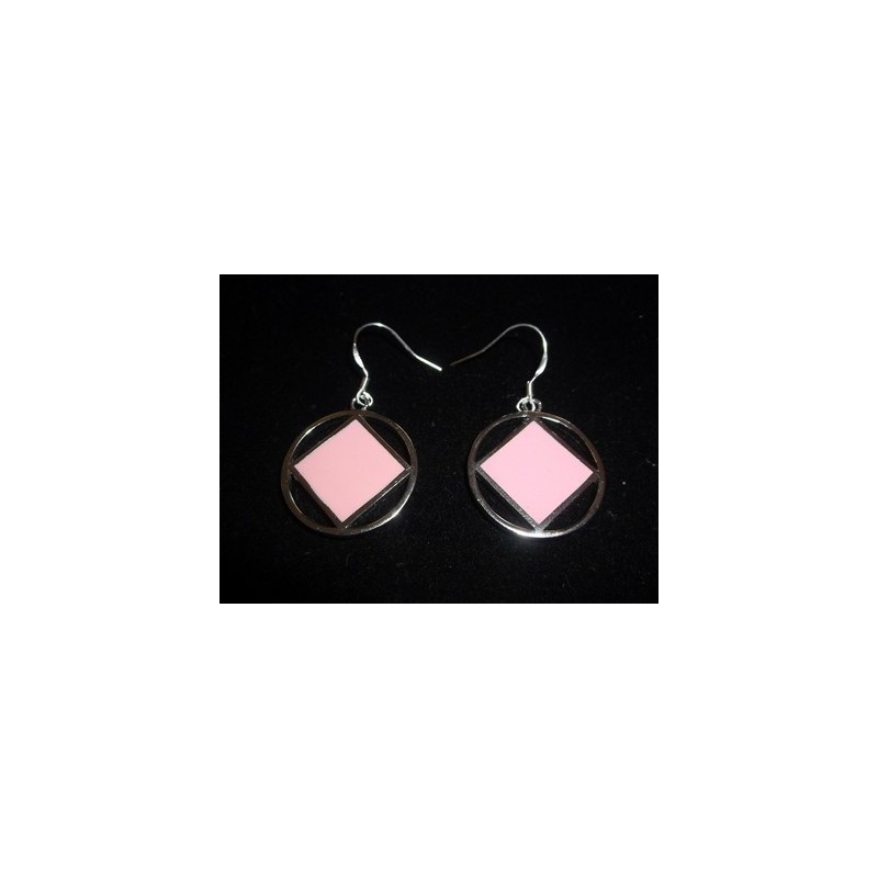 Small Solid Pink Stone .925 Silver Earrings