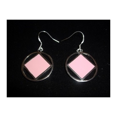 Small Solid Pink Stone .925 Silver Earrings