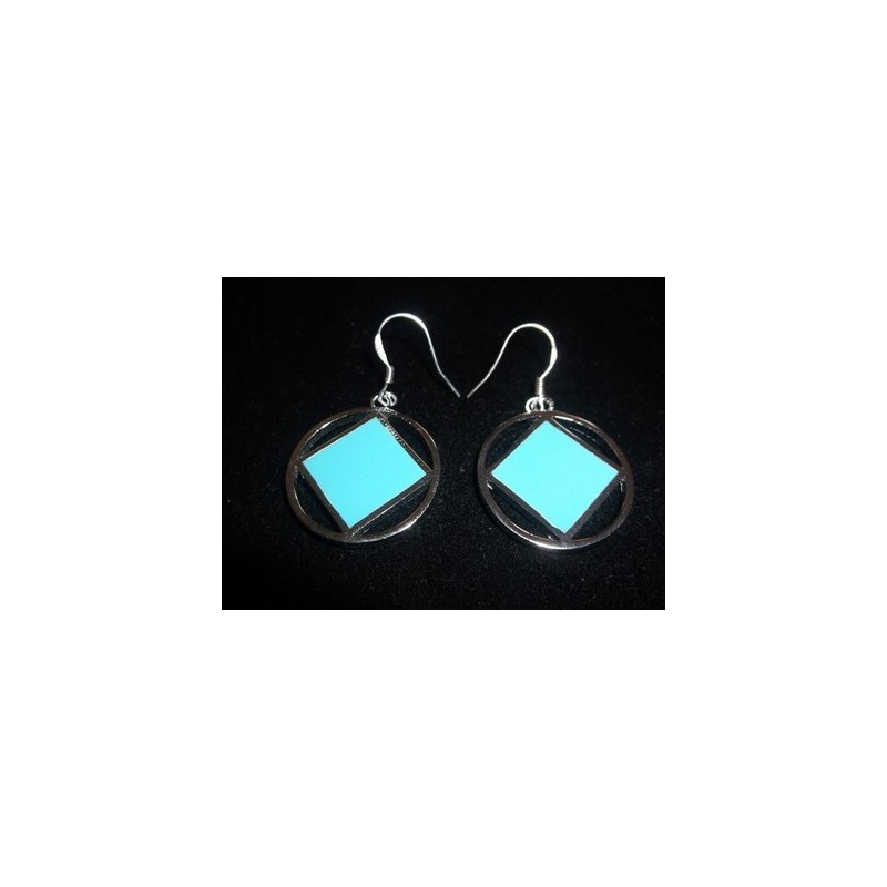 Small Solid Blue Stone .925 Silver Earrings