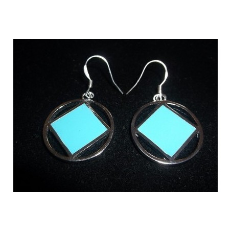 Small Solid Blue Stone .925 Silver Earrings