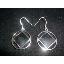 Small Solid Black Stone .925 Silver Earrings