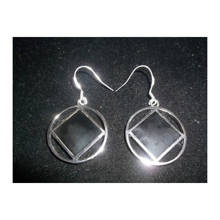 Small Solid Black Stone .925 Silver Earrings