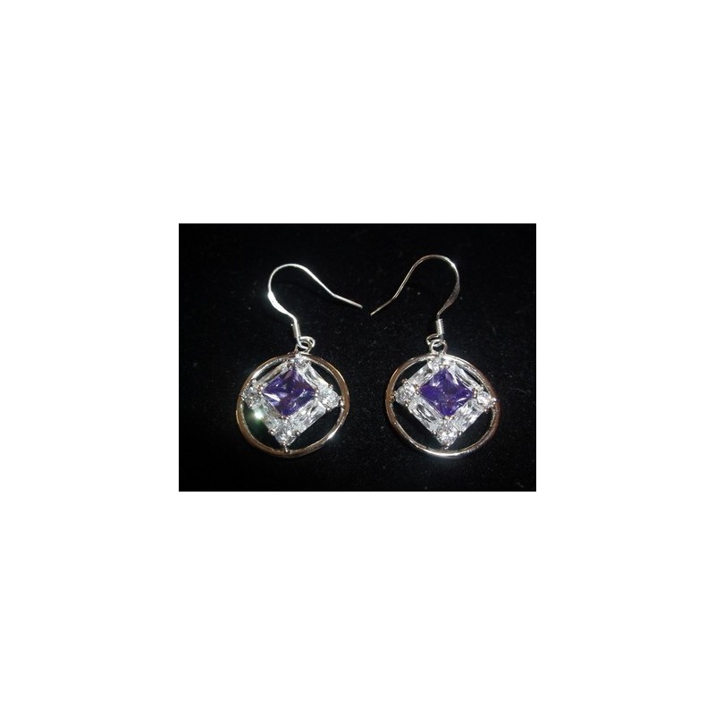 Small Service .925 Silver Earrings with CZ and Amethyst