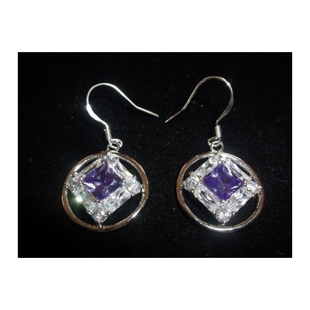 Small Service .925 Silver Earrings with CZ and Amethyst