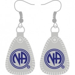Mini Key Tag Earrings 1 inch with Blue Enamel and Silver Plated