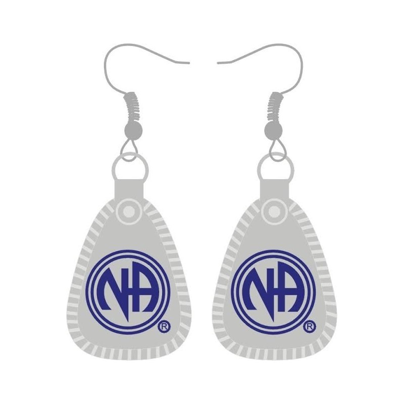 Mini Key Tag Earrings 1 inch with Blue Enamel and Silver Plated