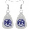 Mini Key Tag Earrings 1 inch with Blue Enamel and Silver Plated