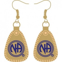 Mini Key Tag Earrings 1 inch with Blue Enamel and Gold Plated