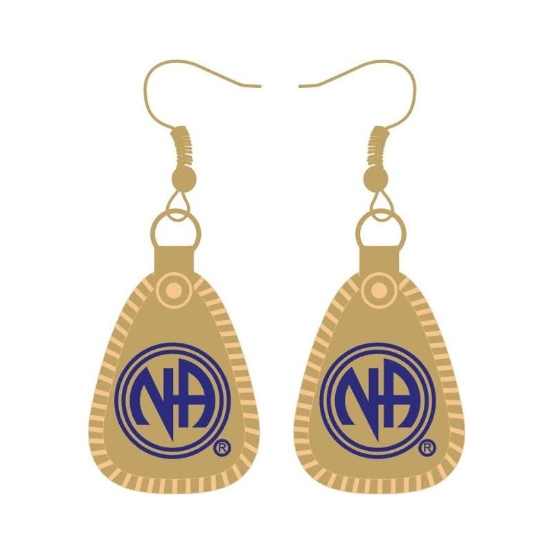 Mini Key Tag Earrings 1 inch with Blue Enamel and Gold Plated