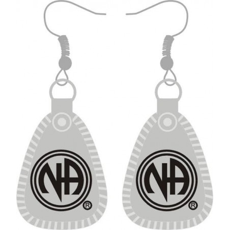 MiniKey Tag Earrings 1 inch with Black Enamel  and Silver Plated