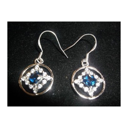 Small Service .925 Silver Earrings with CZ and London Blue Topaz
