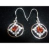 Small Service .925 Silver Earrings with CZ and Red Gems