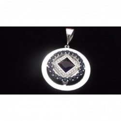 Large Service Pendant with Blue Sapphire and CZ Gems