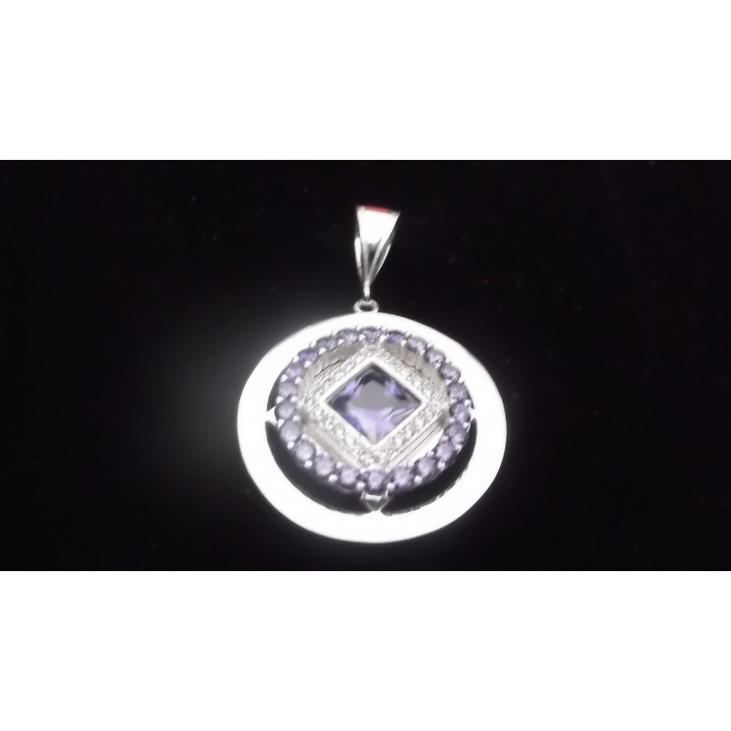 Large NA Service Pendant with Amethyst and CZ Gems