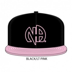 NA Hat -black with pink bill and pink & black NA symbol