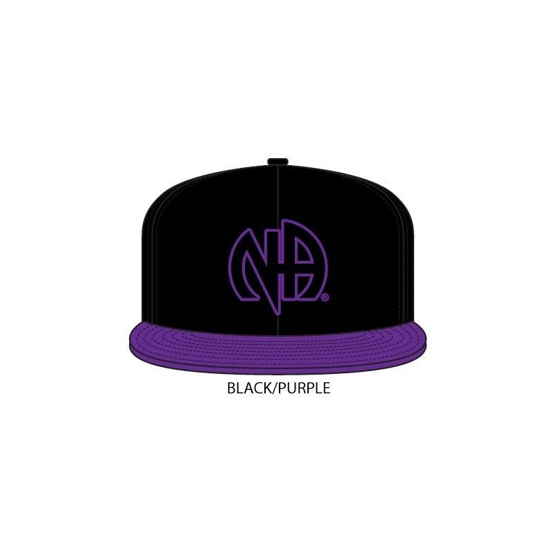 NA Hat -black with purple bill and purple & black NA symbol
