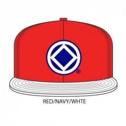 Anonymity Symbol Red Hat with white bill and white/blue symbol