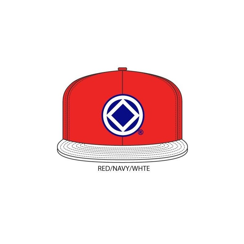 Anonymity Symbol Red Hat with white bill and white/blue symbol