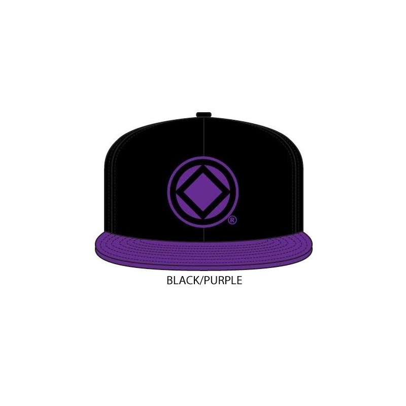 Anonymity Symbol Black Hat with purple bill and black/purple symbol