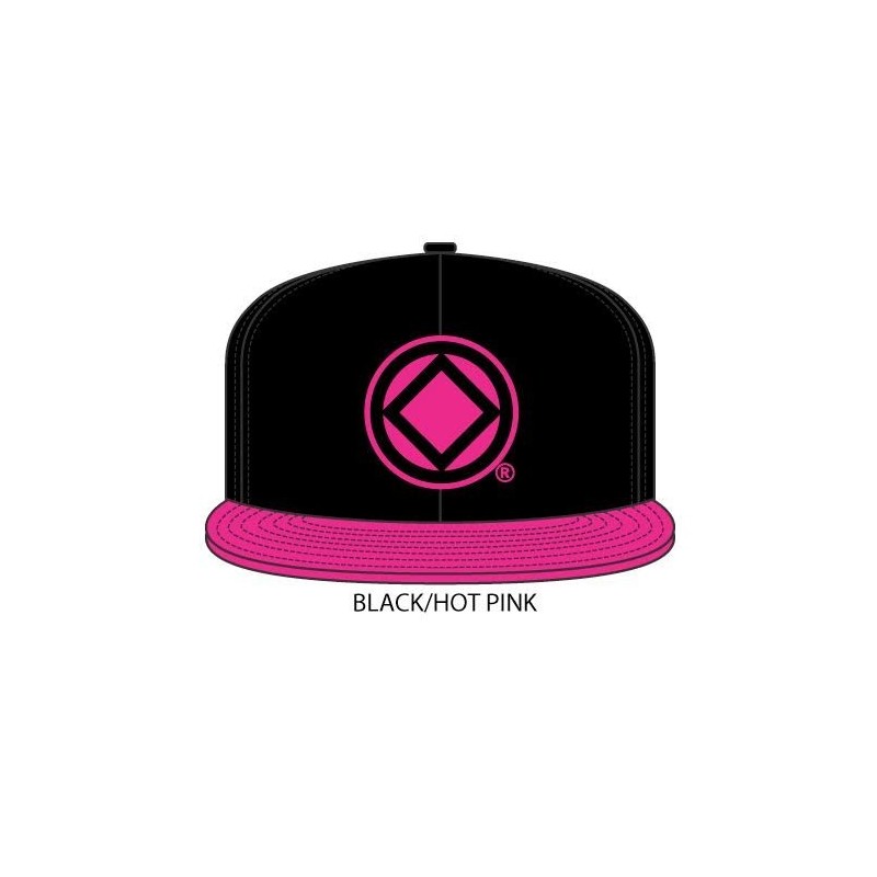 Anonymity Symbol Black Hat with hot pink bill and black/hot pink symbol