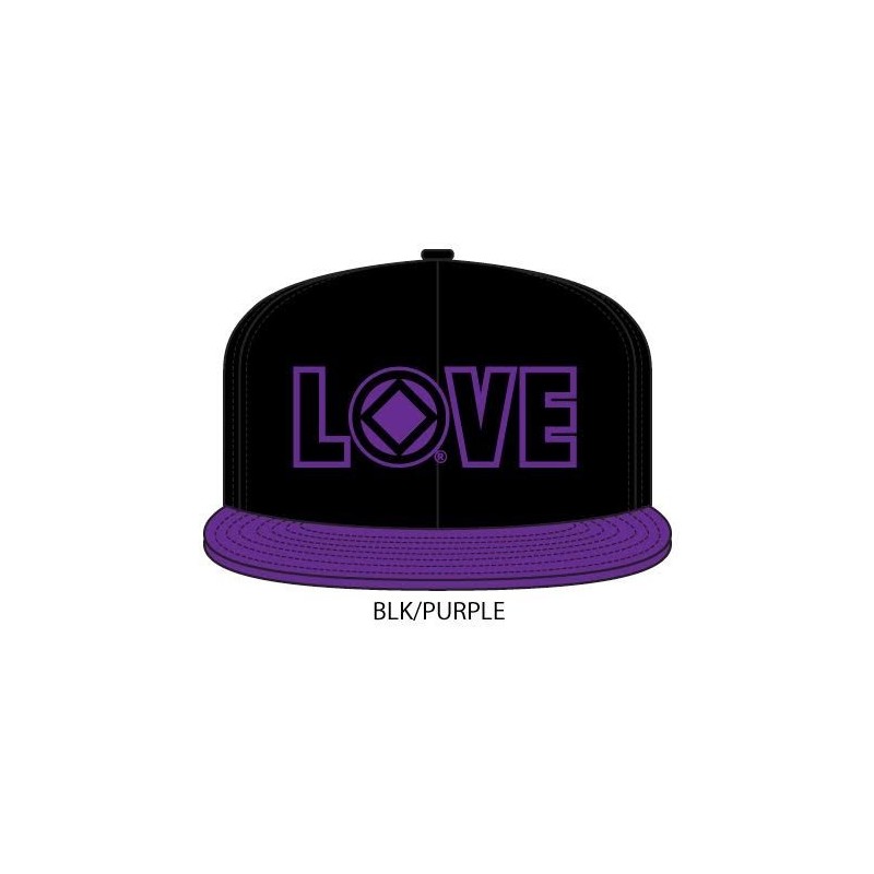 Love Hat Black with purple bill and black/purple symbol