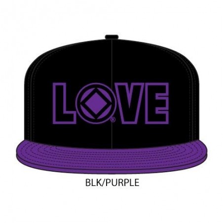 Love Hat Black with purple bill and black/purple symbol