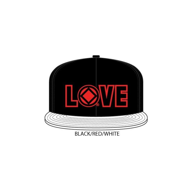 Love Hat Black with white bill and red/black symbol