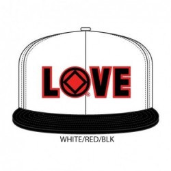 Love Hat White with black bill and red/black symbol