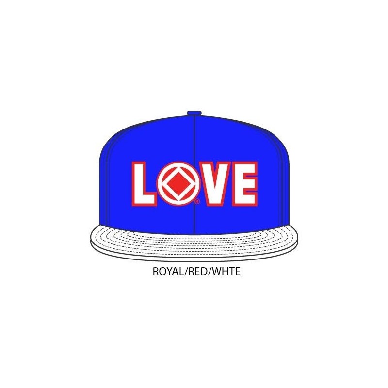 Love Hat Blue with white bill and red/white symbol