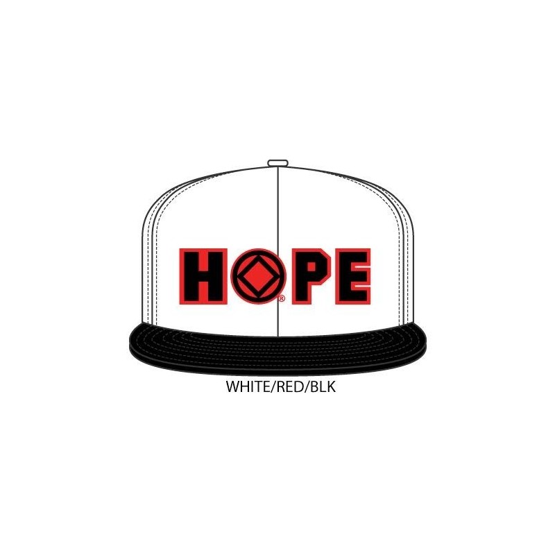 Hope Hat White with black bill and black/red symbol