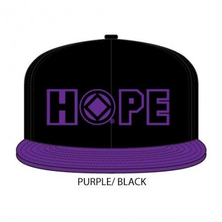 Hope Hat Black with purple bill and black/purple symbol