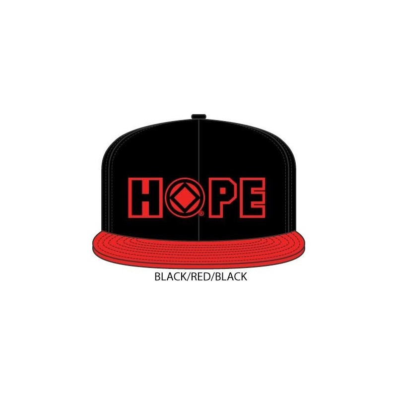 Hope Hat Black with red bill and red/black symbol