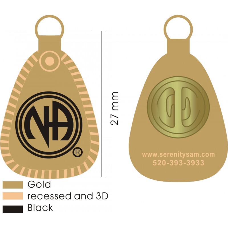 NA Key Tag Mini Pin Gold and Black