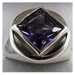 Men's Purple Amethyst Ring .925 Silver