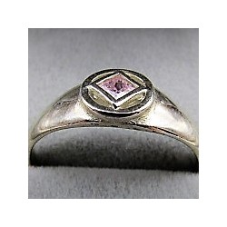 Small Service Ring with Pink Sapphire .925 Silver