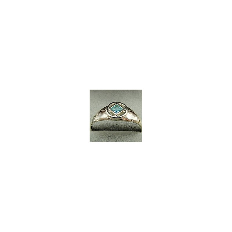 Small Service Ring with Blue Topaz .925 Silver