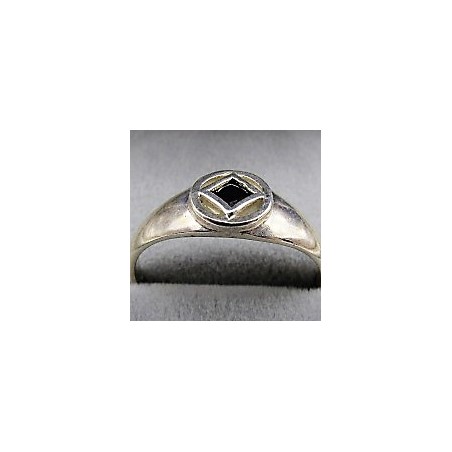 Small Service Ring with Black Agate .925 Silver