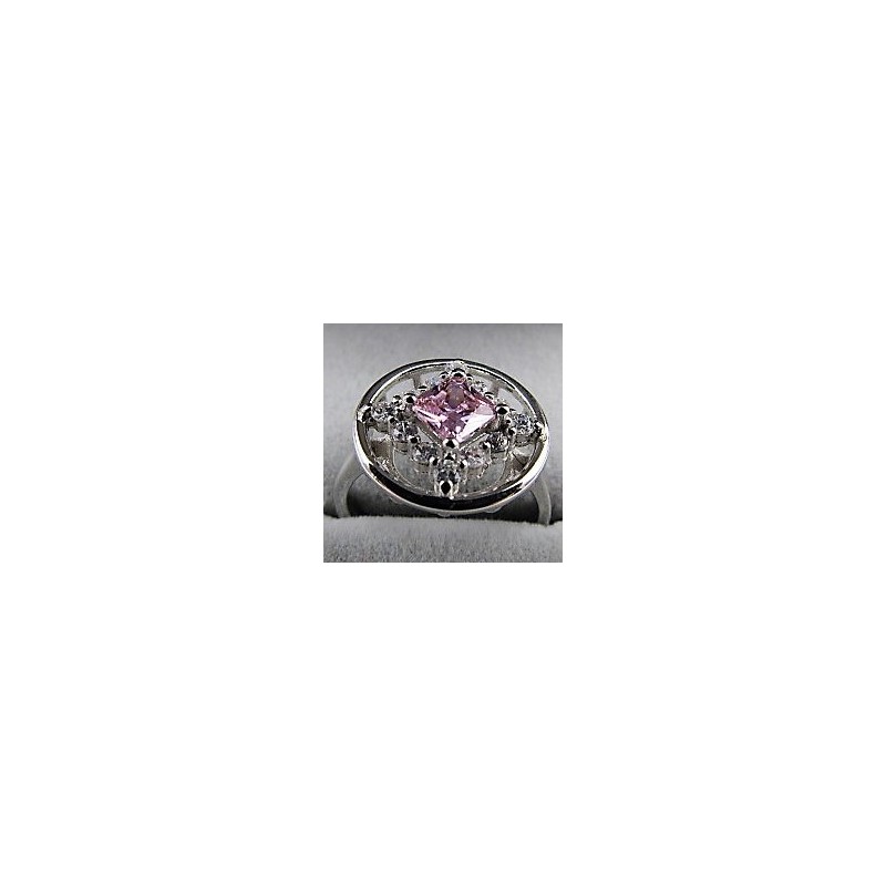 Service Ring with Pink Sapphire and CZ .925 Silver