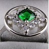 Service Ring with Green Garnet and CZ .925 Silver