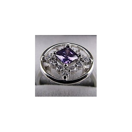 Service Ring with Purple Amethyst and CZ .925 Silver
